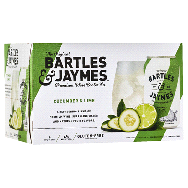 slide 1 of 1, Bartles & Jaymes Cucumber & Lime 6Pk 12Oz Cans, 6 ct 12 oz