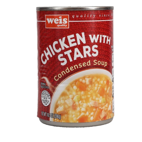 slide 1 of 6, Weis Quality Chicken with Stars Condensed Soup, 10.5 oz