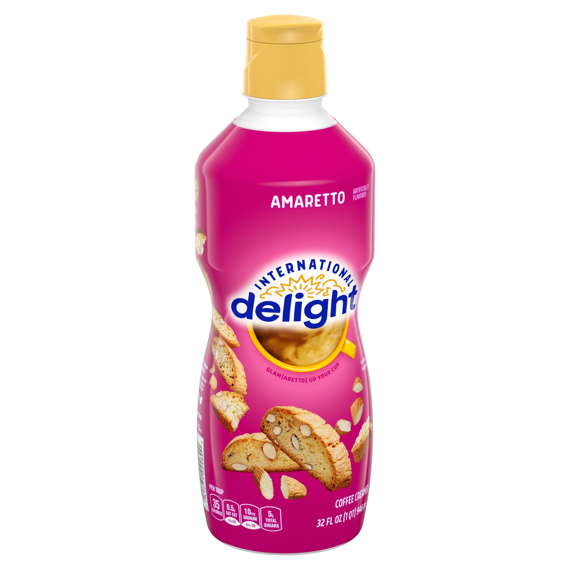 slide 2 of 5, International Delight Coffee Creamer, Amaretto, Refrigerated Flavored Creamer, 32 FL OZ Bottle, 32 fl oz