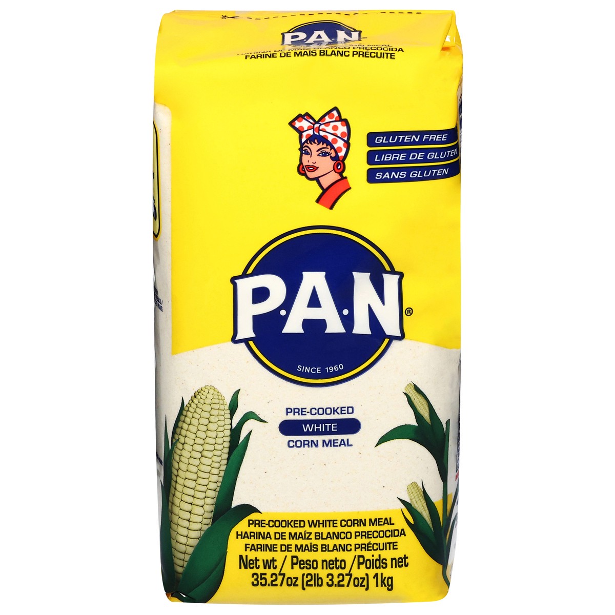 slide 1 of 13, P.A.N. Pre-Cooked White Corn Meal 35.27 oz, 35.27 oz