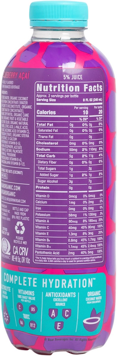 slide 2 of 7, ROAR Organic Blueberry Acai Vitamin Enhanced Beverage 18 fl oz, 18 fl oz