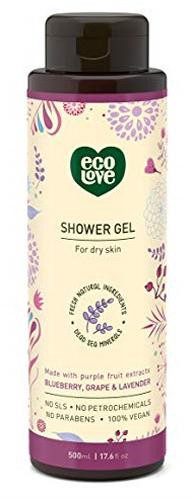 slide 1 of 1, ecoLove Ecolve Shower Gel Purple Fruit, 17.6 fl oz