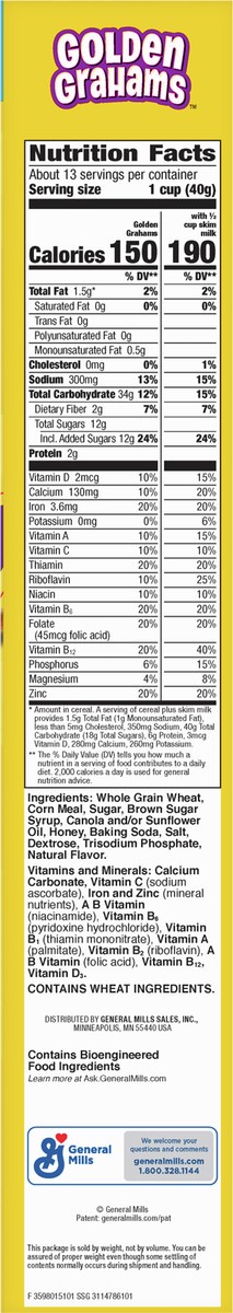 slide 2 of 14, Golden Grahams Breakfast Cereal, Graham Cracker Taste, Made with Whole Grain, Family Size, 18.9 oz, 18.9 oz