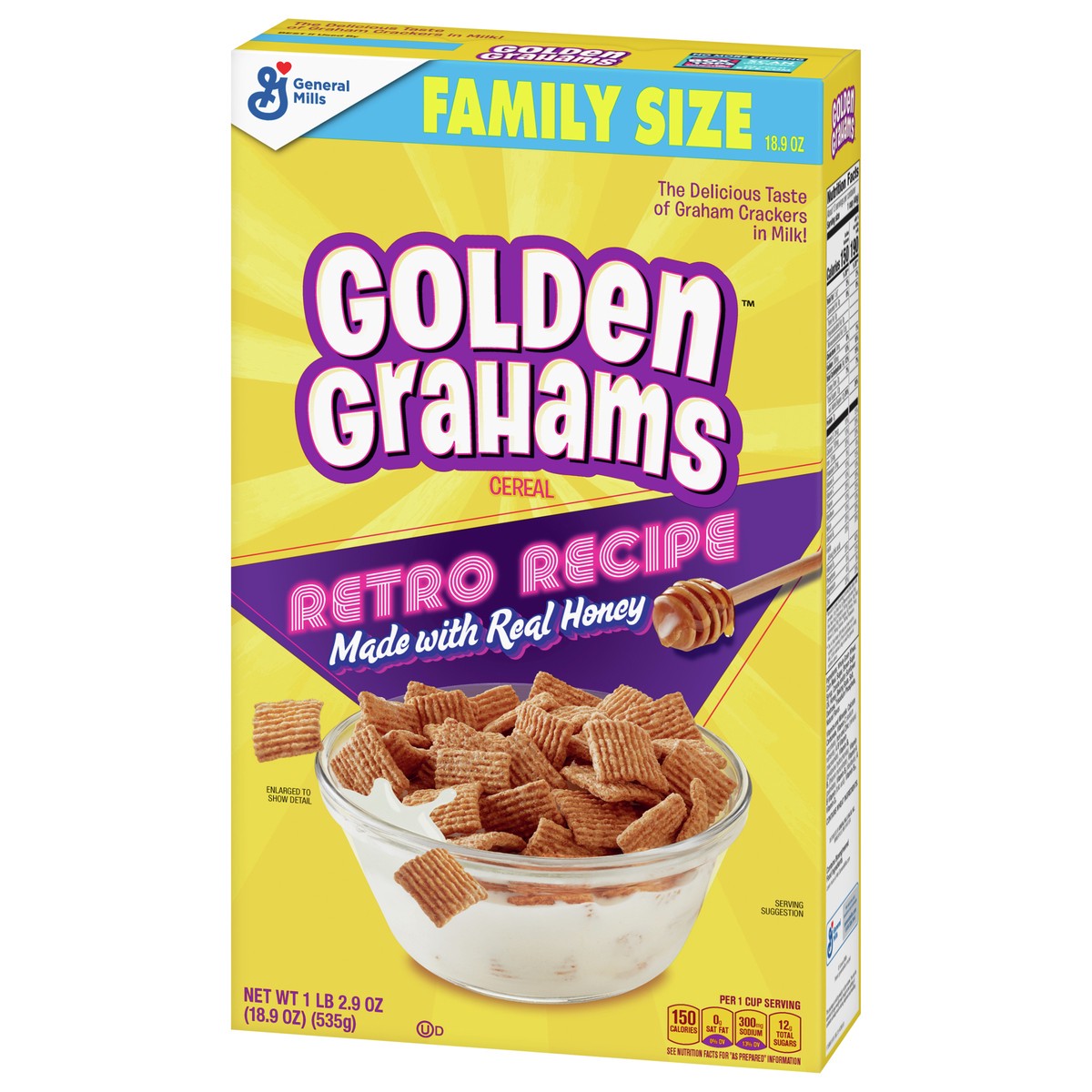 slide 11 of 14, Golden Grahams Breakfast Cereal, Graham Cracker Taste, Made with Whole Grain, Family Size, 18.9 oz, 18.9 oz