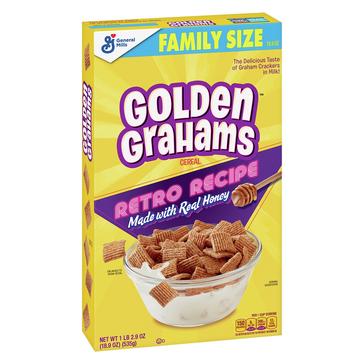 slide 8 of 14, Golden Grahams Breakfast Cereal, Graham Cracker Taste, Made with Whole Grain, Family Size, 18.9 oz, 18.9 oz