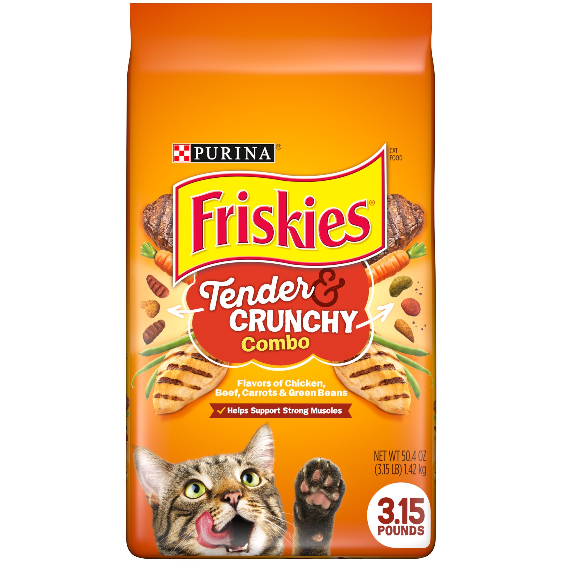 slide 1 of 9, Purina Grillers Cat Food Meaty Tenders + Crunchy Bites, 3.15 lb