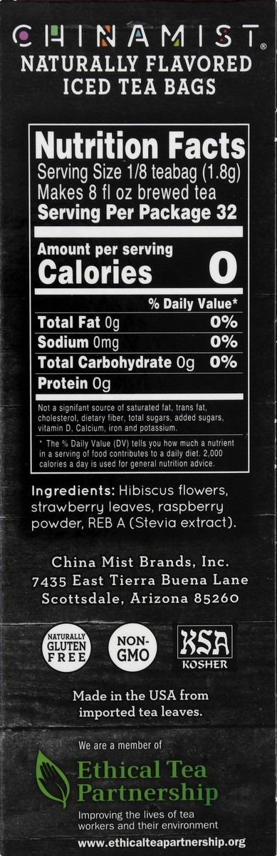 slide 5 of 9, China Mist Iced Tea Bags Caffeine-Free Berry Hibiscus Herbal Tea - 4 ct, 4 ct