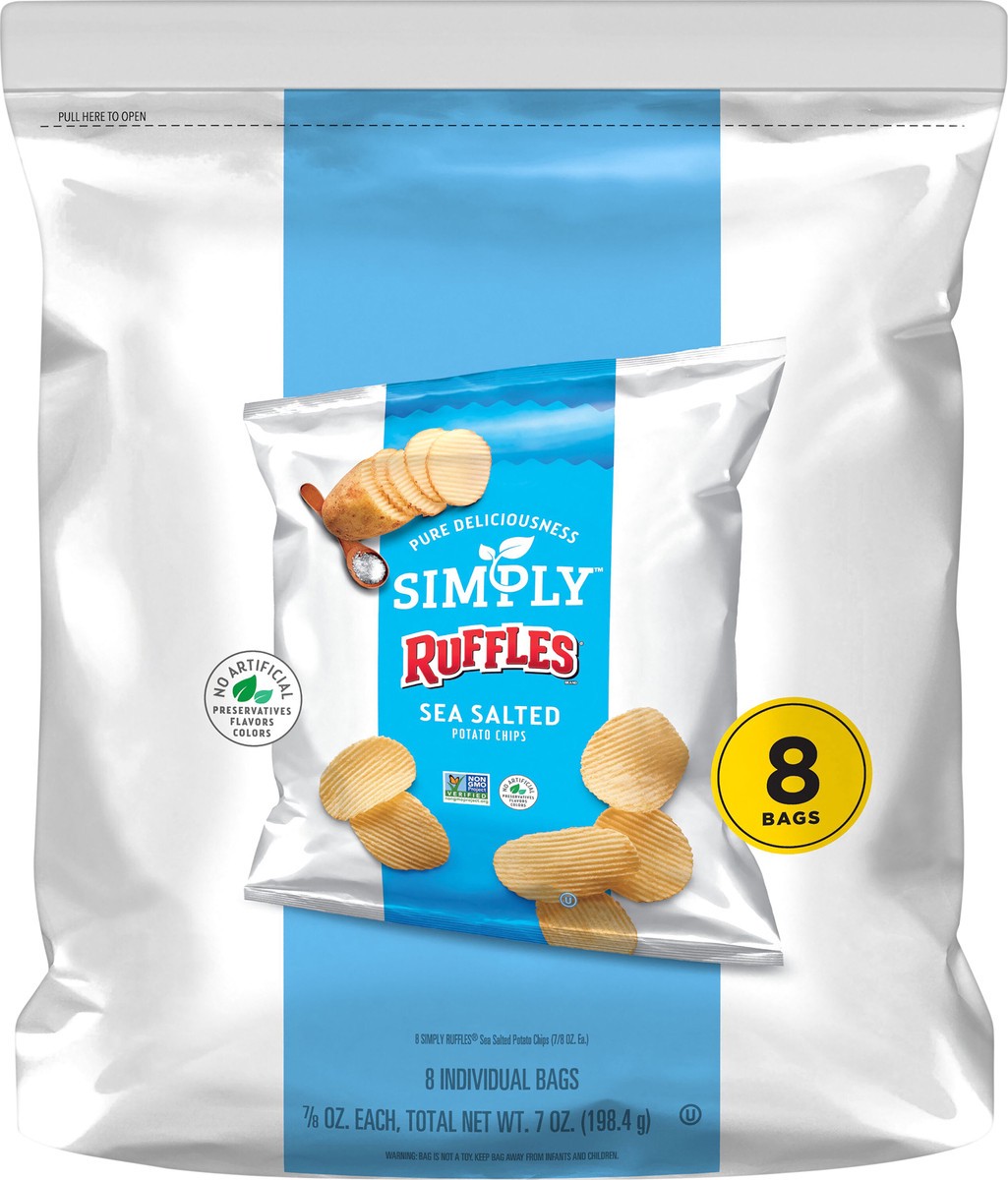 slide 7 of 8, Ruffles Simply Potato Chips Sea Salt 7/8 Oz 8 Count, 8 ct