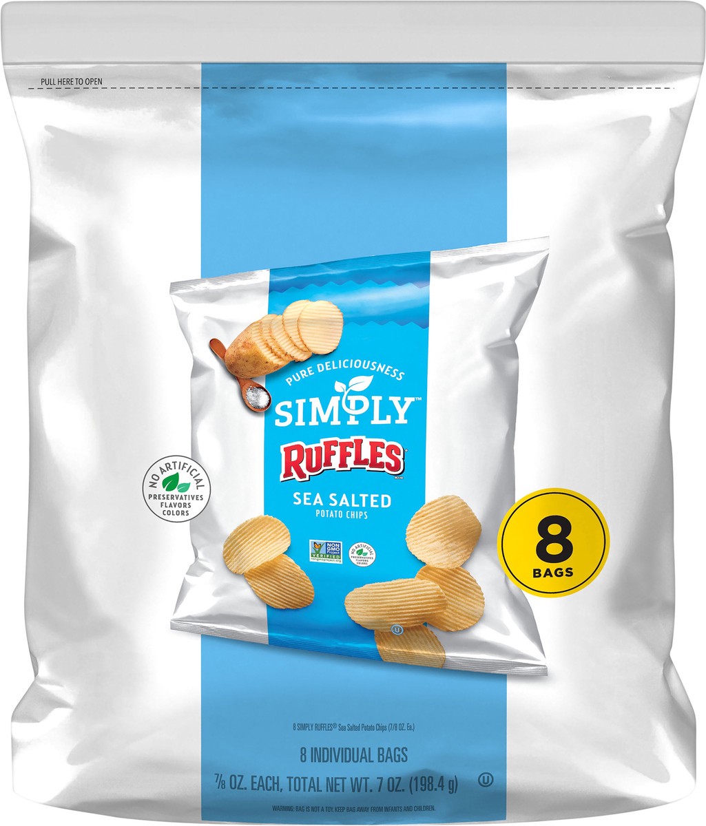 slide 5 of 8, Ruffles Simply Potato Chips Sea Salt 7/8 Oz 8 Count, 8 ct
