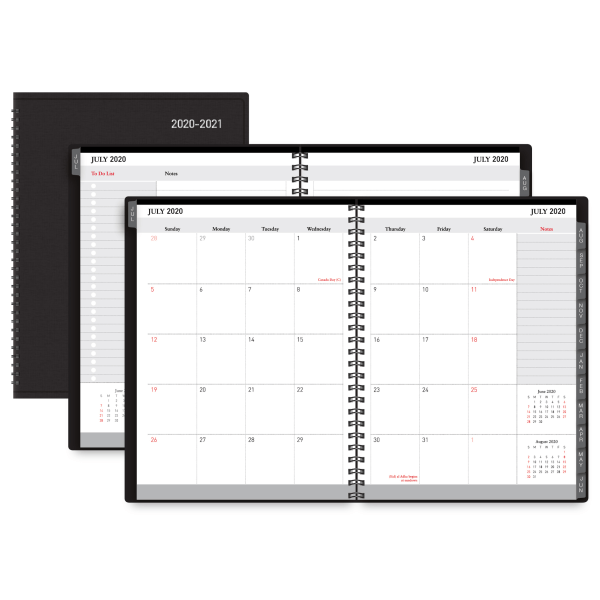 slide 1 of 4, Office Depot 18-Month Weekly/Monthly Academic Planner, 6'' X 8'', 30% Recycled, Black, July 2020 To December 2021, 1 ct