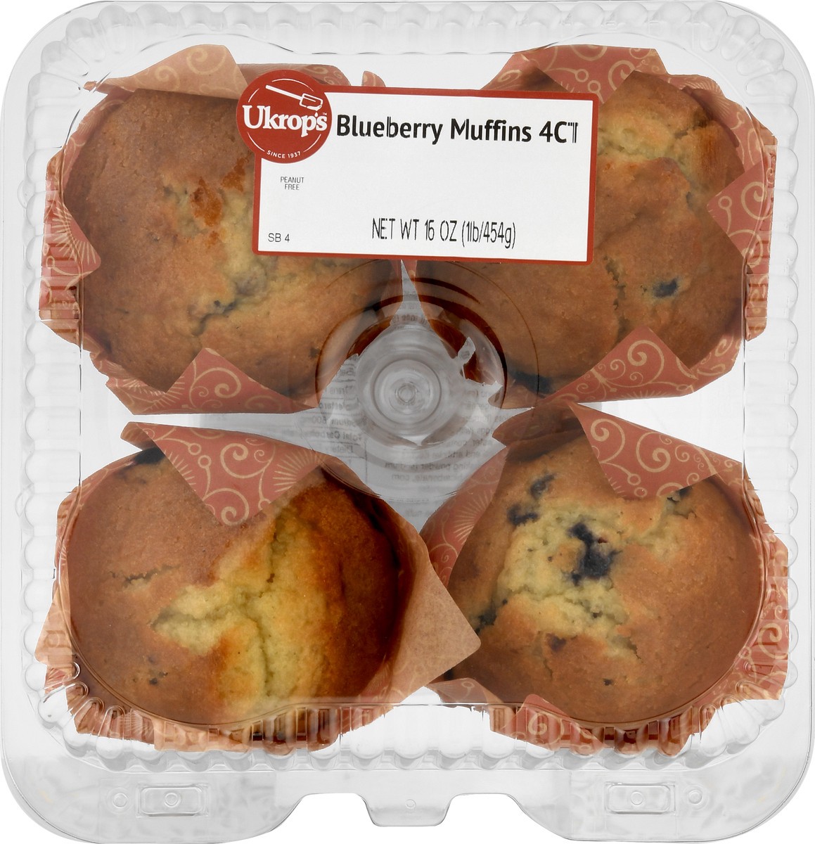 slide 1 of 9, Ukrops Blueberry Muffins 4 ea, 4 ct