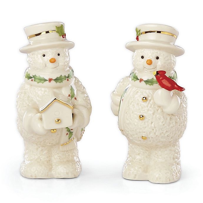 slide 1 of 1, Lenox Holiday Snowman Salt & Pepper Shakers - Ivory, 2 ct