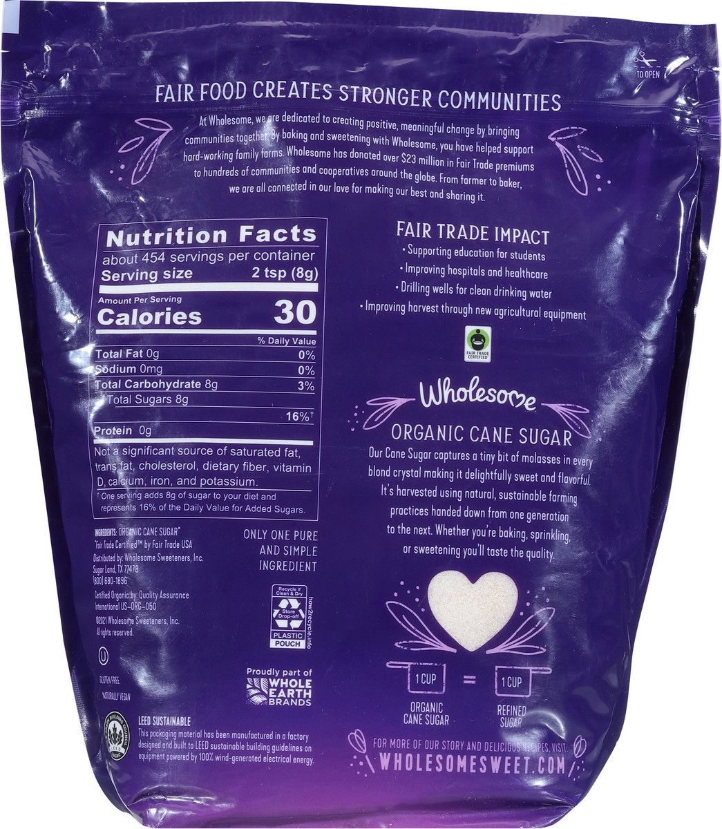 slide 2 of 9, Wholesome Fair Trade Organic Cane Sugar 8 lb, 8 lb
