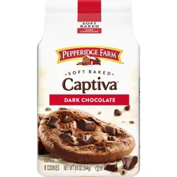 Pepperidge Farm Captiva Dark Chocolate Cookies, 8 Soft Baked Cookies, 8.6 oz Bag