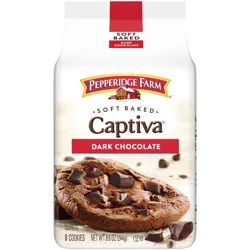 Pepperidge Farm Captiva Dark Chocolate Cookies, 8 Soft Baked Cookies, 8.6 oz Bag