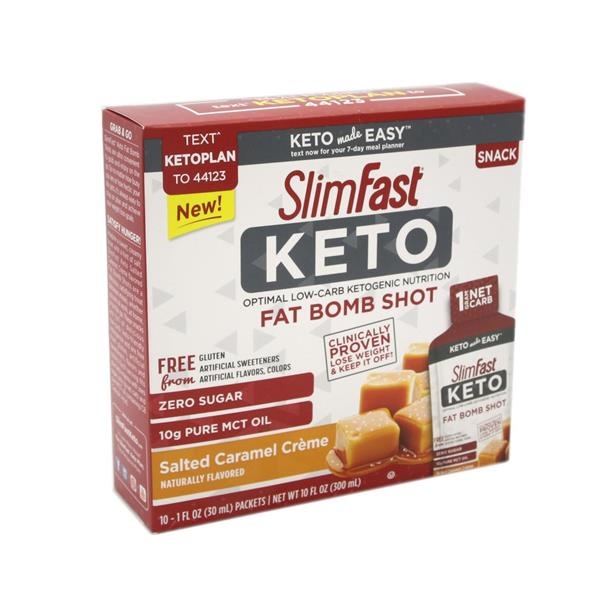 slide 1 of 1, SlimFast Salted Caramel Keto Fat Bomb Shot - 10 fl oz, 10 fl oz