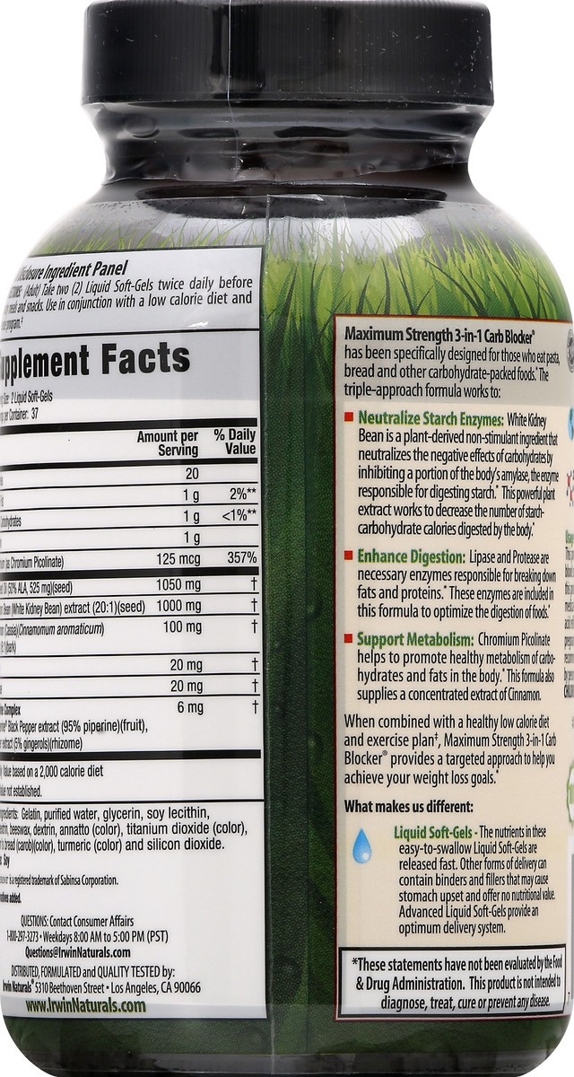 slide 5 of 9, Irwin Naturals Maximum Strength 3-in-1 Carb Blocker, 75 ct