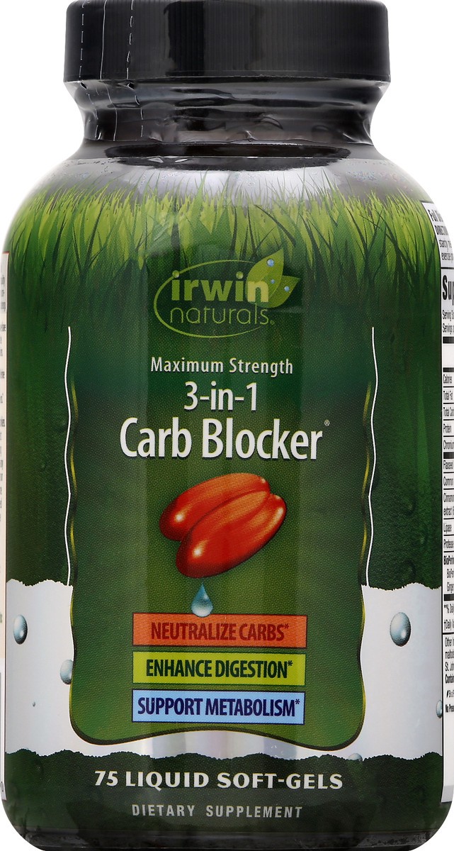 slide 8 of 9, Irwin Naturals Maximum Strength 3-in-1 Carb Blocker, 75 ct