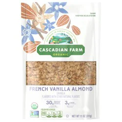 Cascadian Farm Organic Granola, French Vanilla Almond Cereal, Resealable Pouch, 11 oz