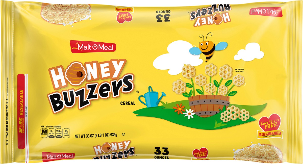 slide 2 of 7, Malt-O-Meal Honey Buzzers Breakfast Cereal, Super Sized Honey Cereal, 33 oz