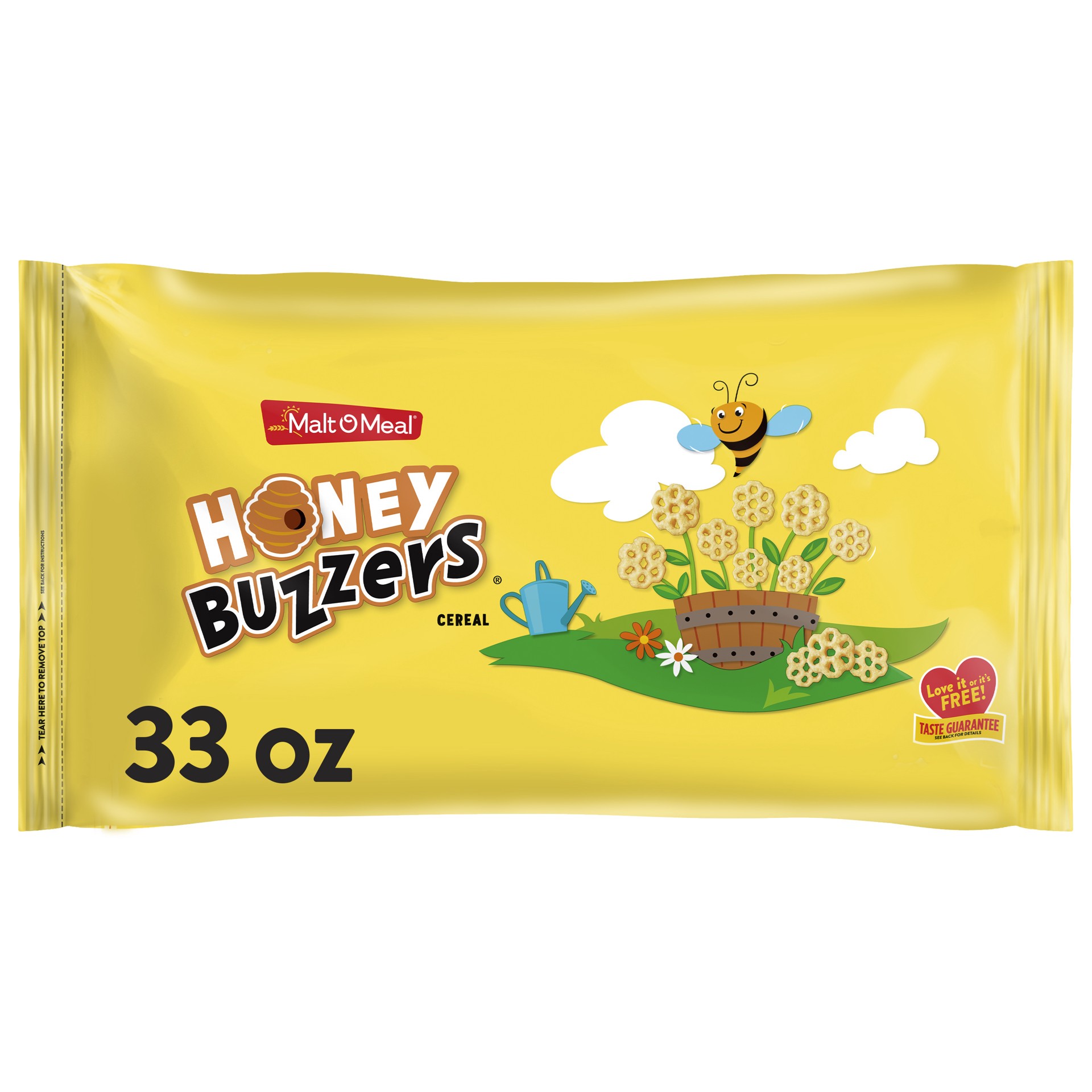 slide 1 of 7, Malt-O-Meal Honey Buzzers Breakfast Cereal, Super Sized Honey Cereal, 33 oz