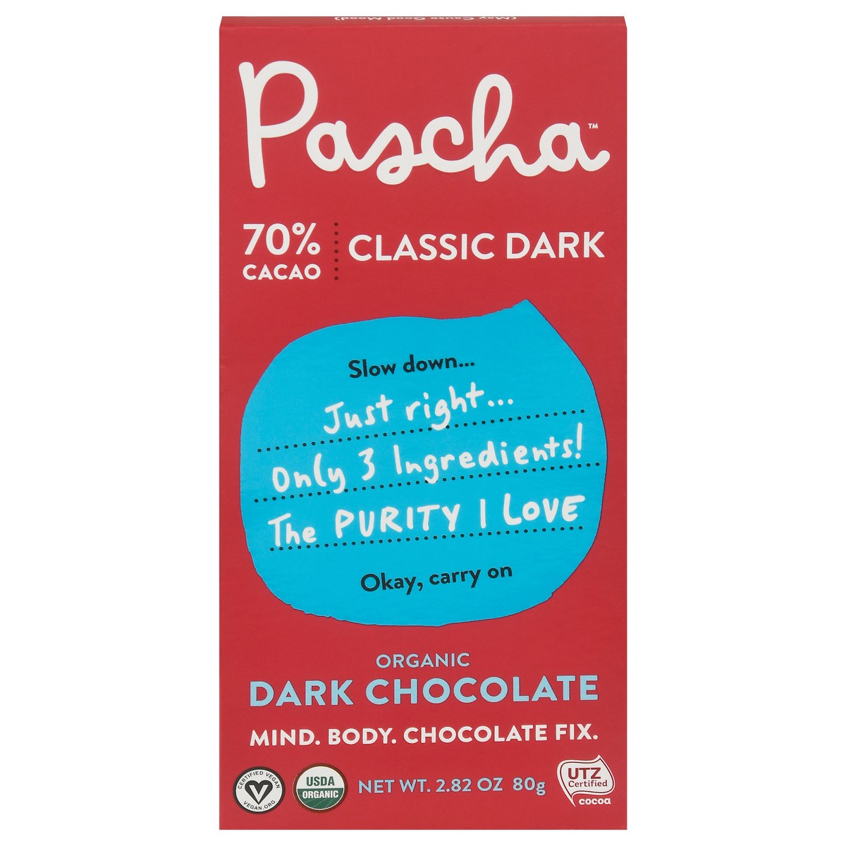 slide 1 of 13, Pascha Dark Chocolate 70% Cacao, 2.82 oz