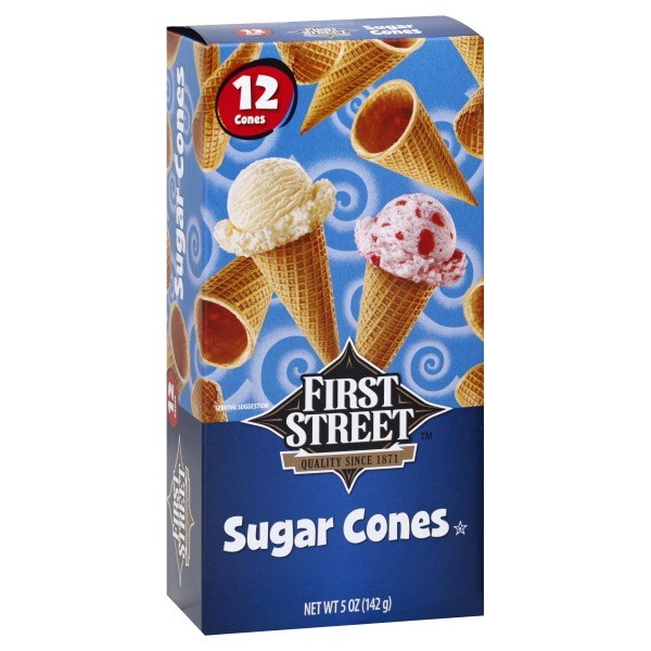 slide 1 of 1, First Street Sugar Cones, 12 ct