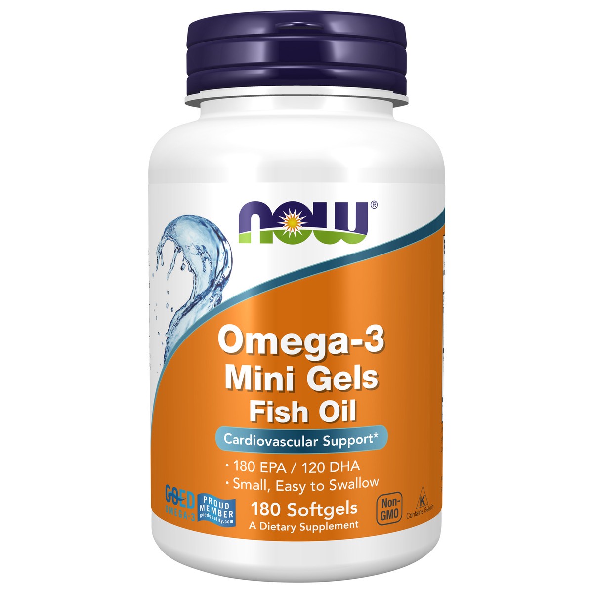 slide 1 of 4, NOW Omega-3 Mini Gels Fish Oil - 180 Softgels, 180 ct