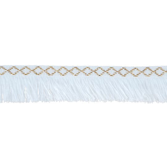 slide 1 of 3, 1.375" White & Gold Tassel Fringe Trim By Celebrate It, 