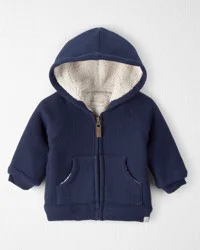 Littleplanet Baby Waffle Knit Hooded Jacket Made with Organic Cotton Navy 24M