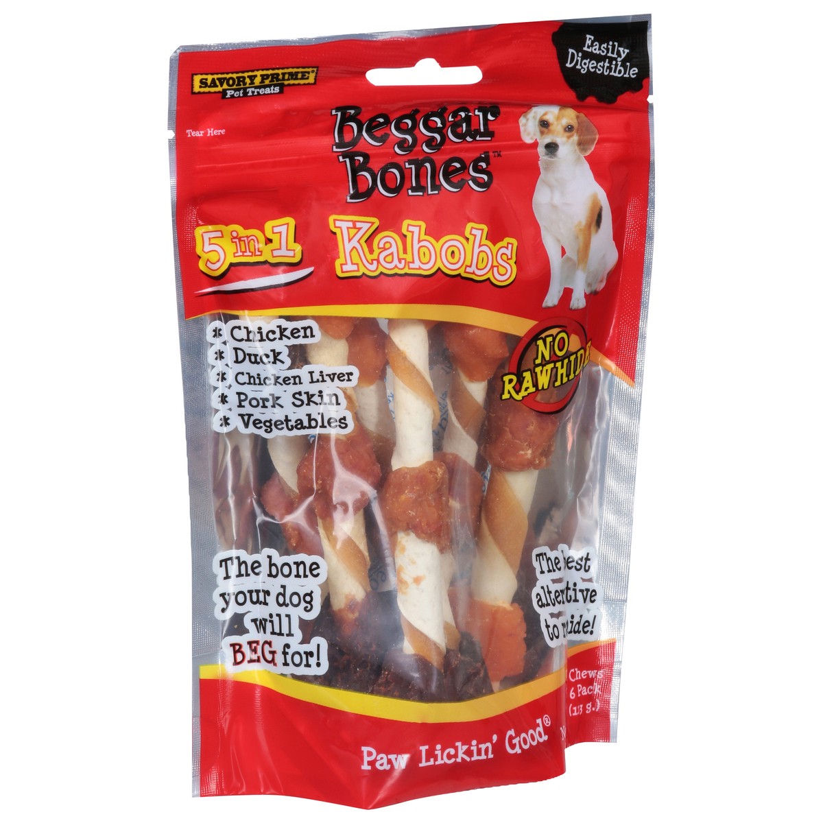 slide 14 of 16, Beggar Bones 5 in 1 Kabobs Dog Chews 6 ea, 6 ct
