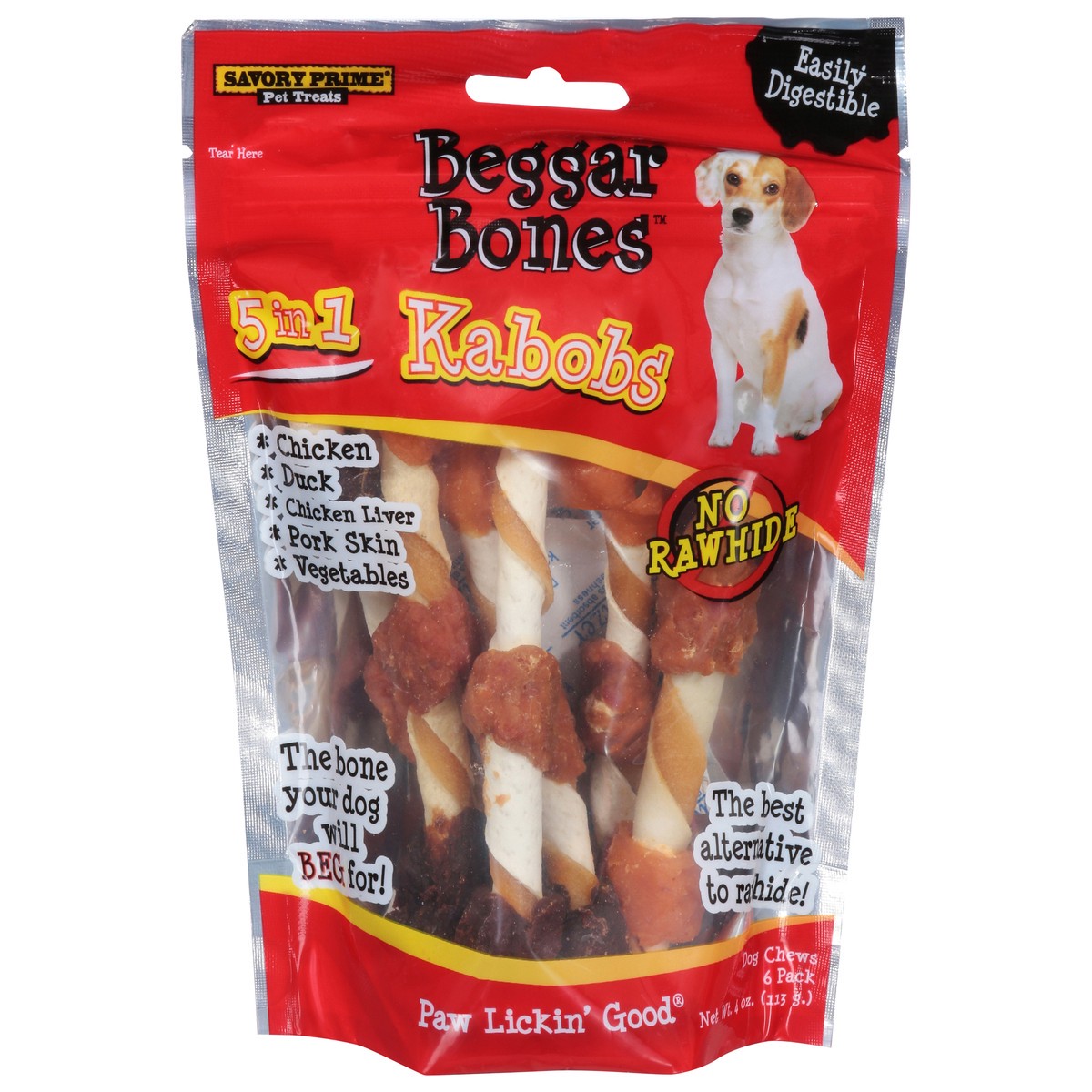 slide 5 of 16, Beggar Bones 5 in 1 Kabobs Dog Chews 6 ea, 6 ct