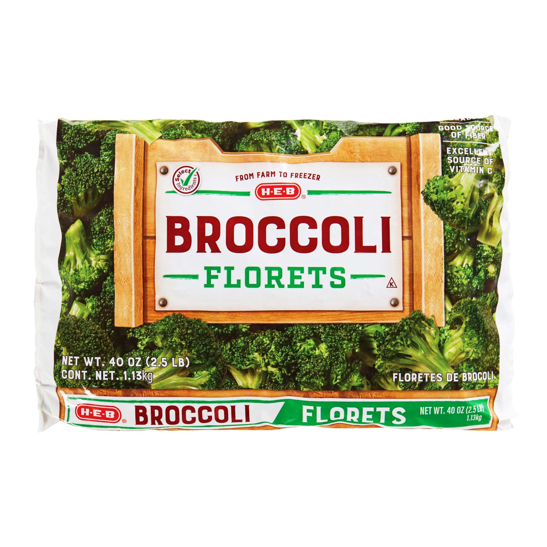 slide 1 of 1, H-E-B Broccoli, Florets, 40 oz