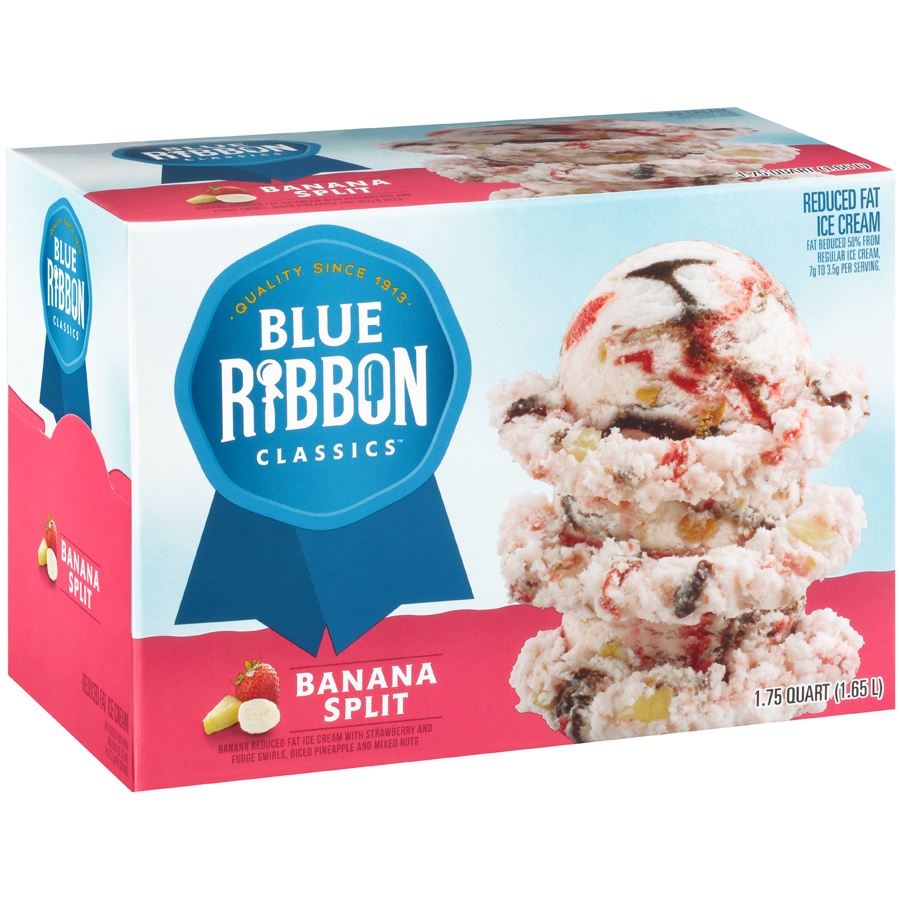 slide 2 of 8, Blue Ribbon Classics by Blue Bunny Banana Split Light Ice Cream, 56 fl oz