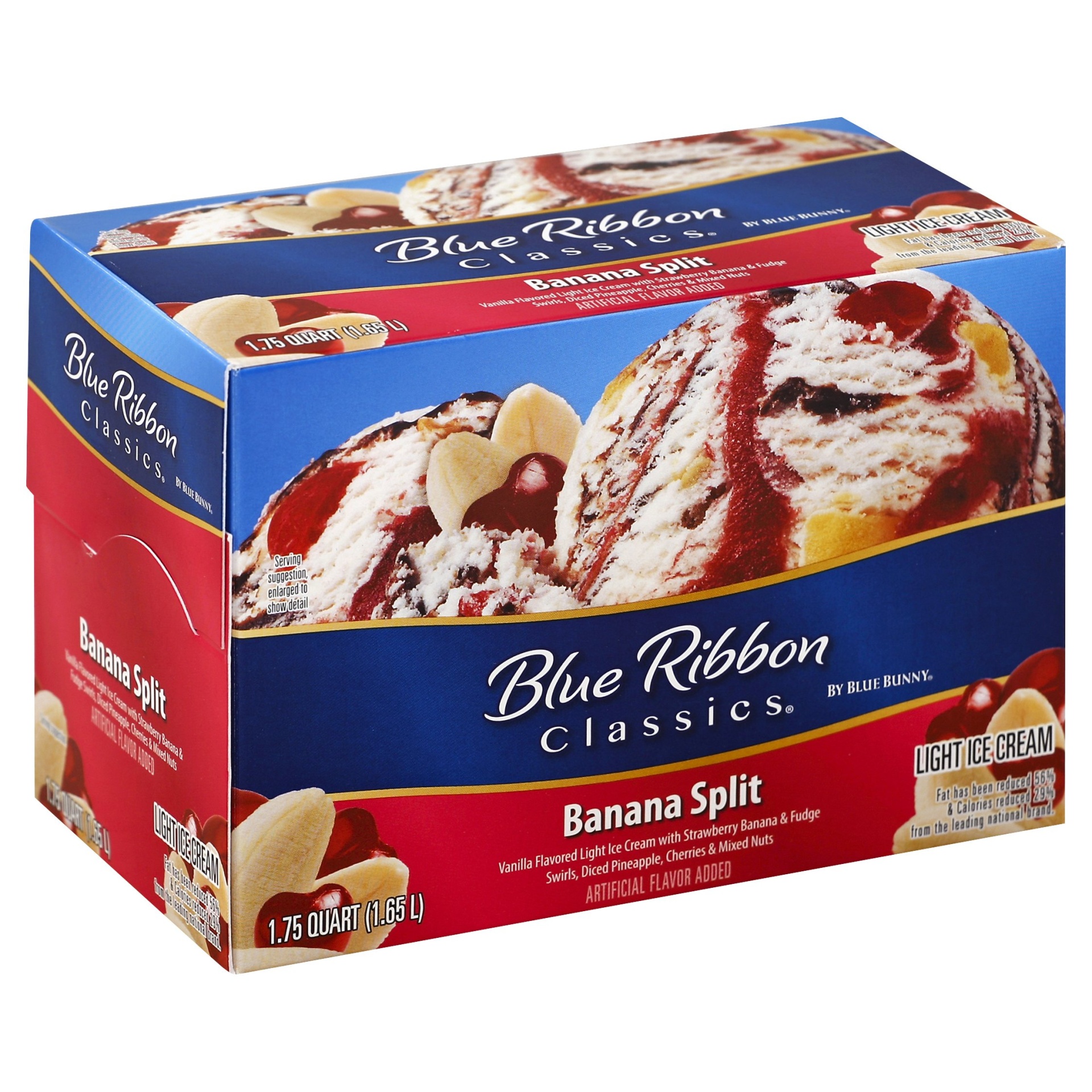 slide 1 of 8, Blue Ribbon Classics by Blue Bunny Banana Split Light Ice Cream, 56 fl oz