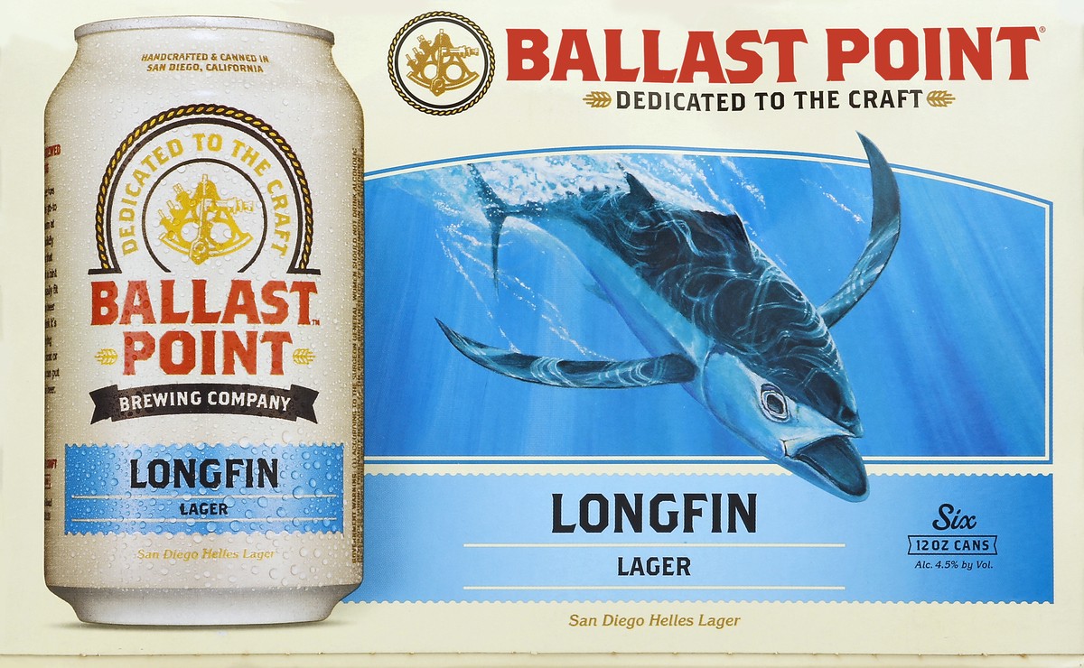 slide 2 of 6, Ballast Point Longfin Lager Cans, 6 ct; 12 oz