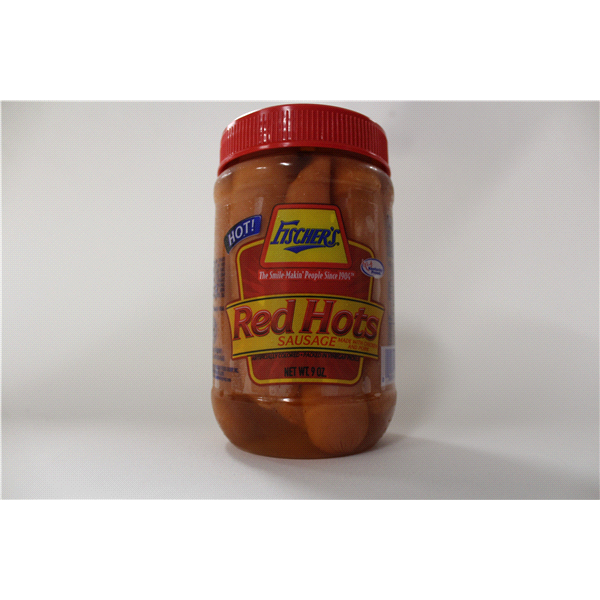 slide 1 of 1, Fischer's Red Hots Sausage, 9 oz