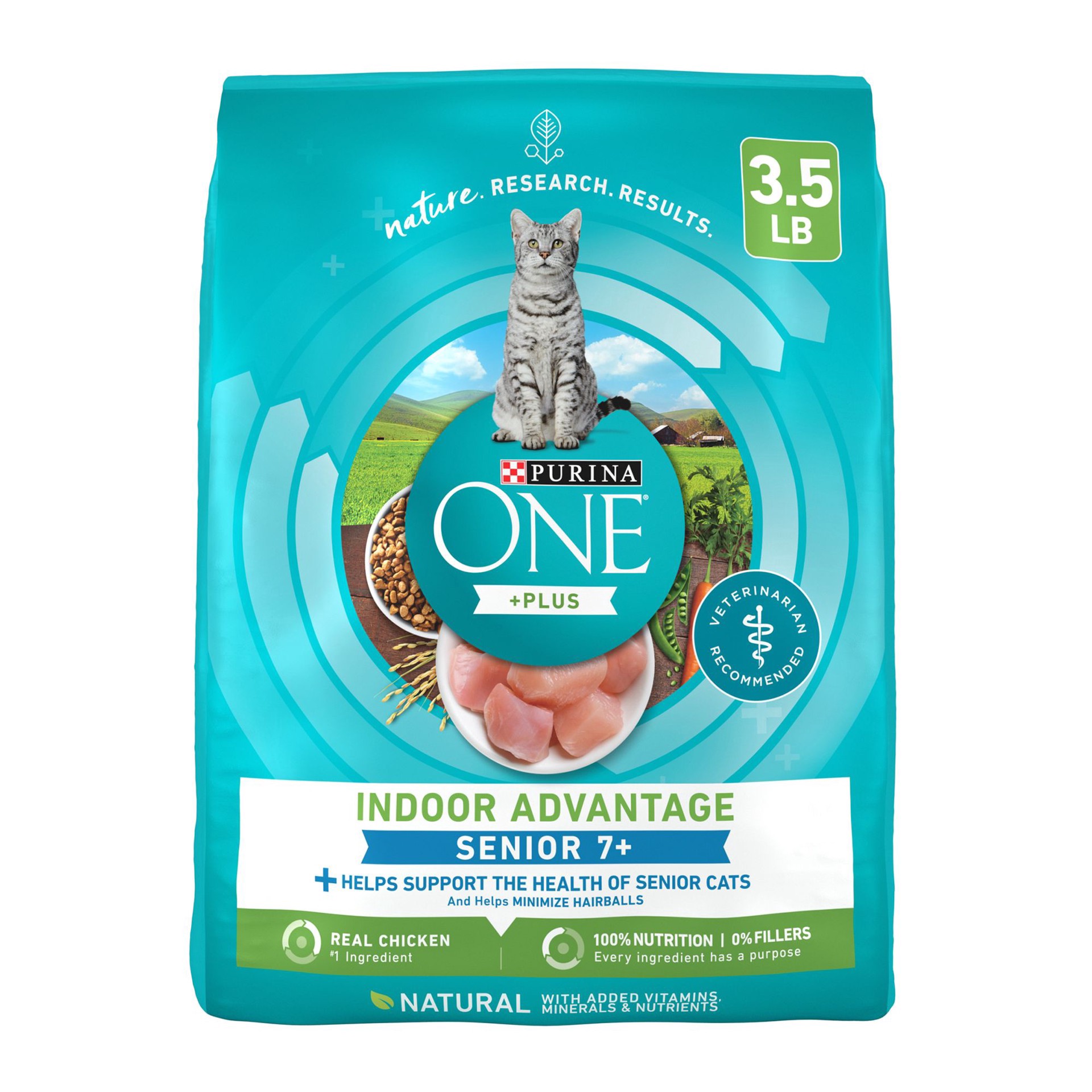 slide 1 of 1, ONE Purina ONE +Plus Vibrant Maturity Senior Cat Dry Food - Chicken, Natural, 3.5 lb
