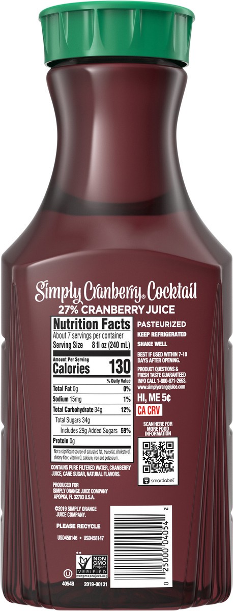 slide 3 of 7, Simply Cranberry Cocktail Bottle, 52 fl oz, 1 ct