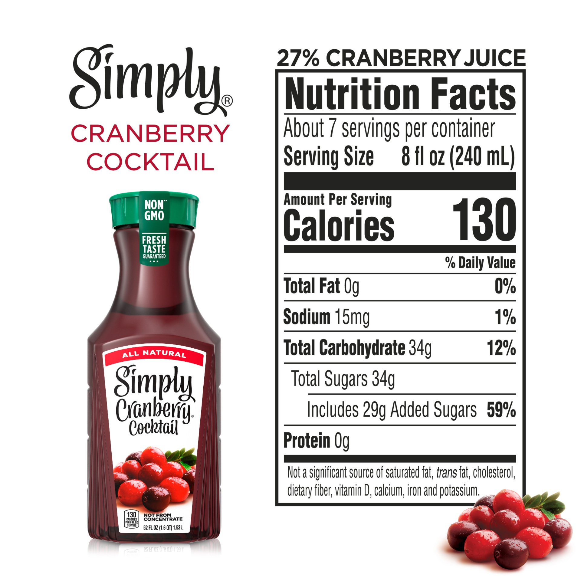 slide 5 of 8, Simply Cranberry Cocktail Bottle, 52 fl oz, 59 oz