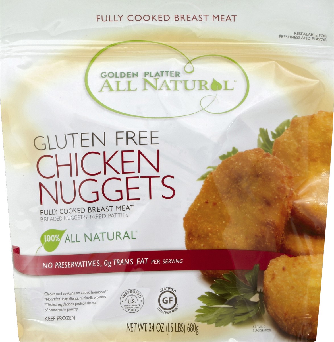 slide 3 of 3, Golden Platter Gluten Free Chicken Nuggets, 24 oz