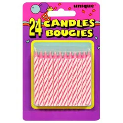 Unique Industries Pink Stripe Candles