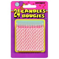 Unique Industries Pink Stripe Candles