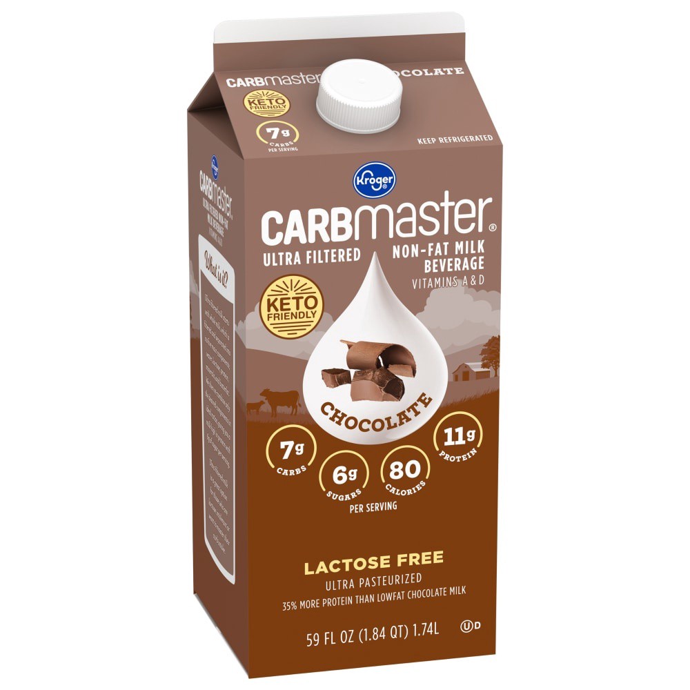 slide 2 of 5, Kroger Carbmaster Lactose Free Non-Fat Chocolate Milk, 59 fl oz