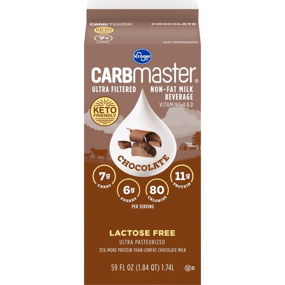 slide 4 of 5, Kroger Carbmaster Lactose Free Non-Fat Chocolate Milk, 59 fl oz