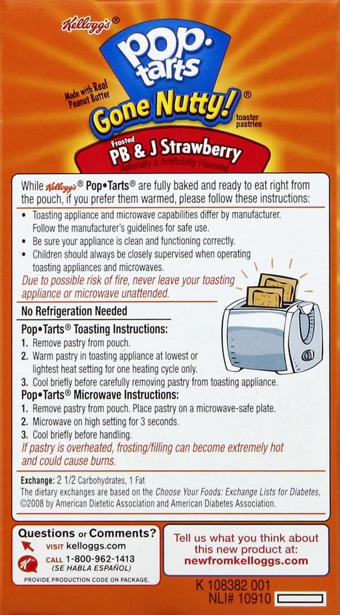 slide 3 of 6, Pop-Tarts Gone Nutty Frosted PB & J Strawberry Toaster Pastries, 6 ct; 10.5 oz