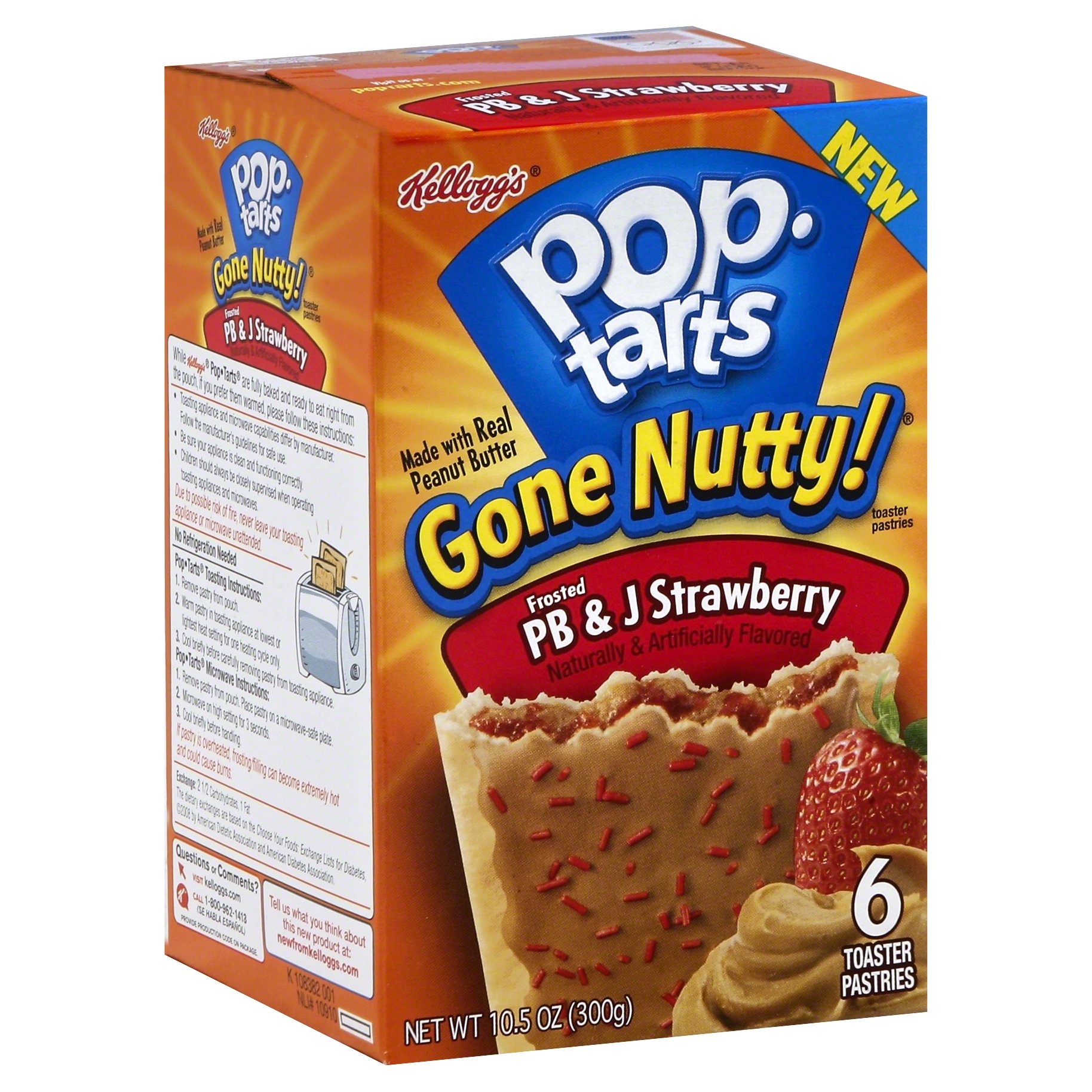 slide 1 of 6, Pop-Tarts Gone Nutty Frosted PB & J Strawberry Toaster Pastries, 6 ct; 10.5 oz