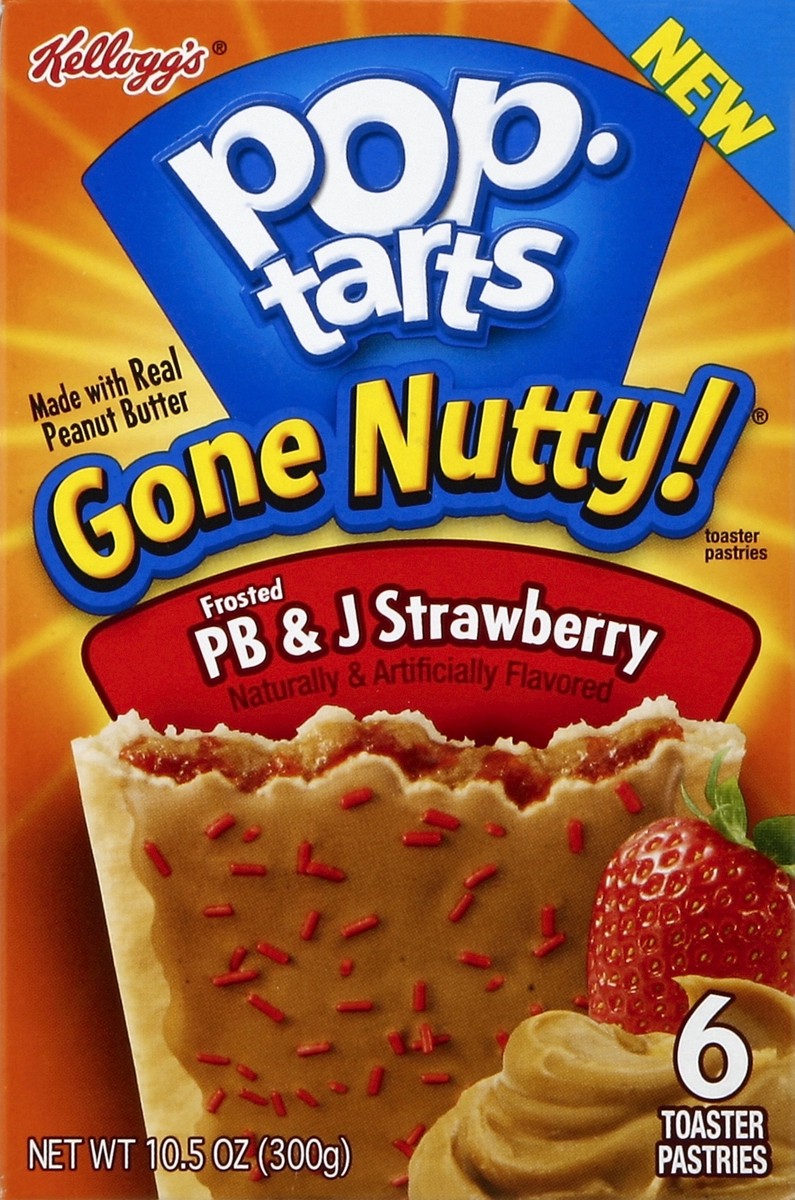 slide 3 of 6, Pop-Tarts Gone Nutty Frosted PB & J Strawberry Toaster Pastries, 6 ct; 10.5 oz