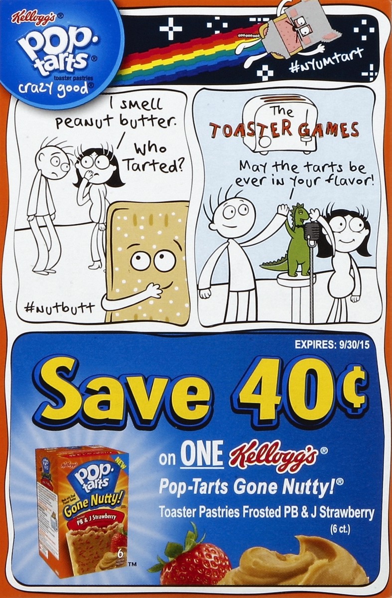 slide 5 of 6, Pop-Tarts Gone Nutty Frosted PB & J Strawberry Toaster Pastries, 6 ct; 10.5 oz