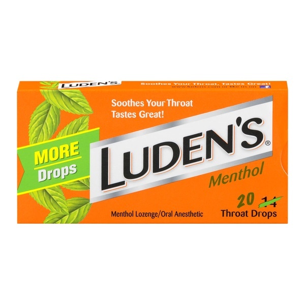 slide 1 of 16, Luden's Throat Drops Menthol, 20 ct